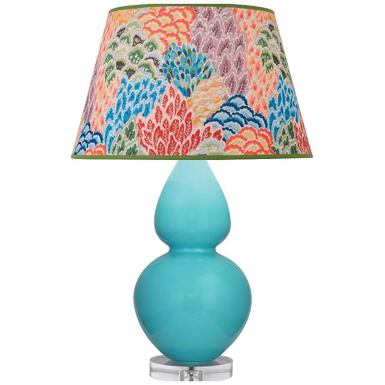 Image 1 Double Gourd 30"H Egg Blue And Lucite Table Lamp w/ Spring Shade