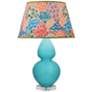 Double Gourd 30"H Egg Blue And Lucite Table Lamp w/ Spring Shade