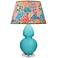 Double Gourd 30"H Egg Blue And Lucite Table Lamp w/ Spring Shade