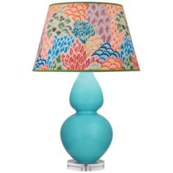 Double Gourd 30"H Egg Blue And Lucite Table Lamp w/ Spring Shade