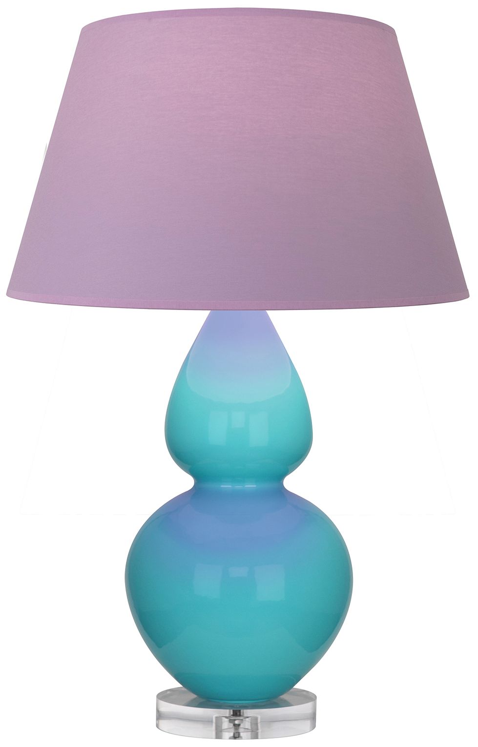 Double Gourd 30"H Egg Blue & Lucite Lamp w/ Lavender & Plum Made to Order