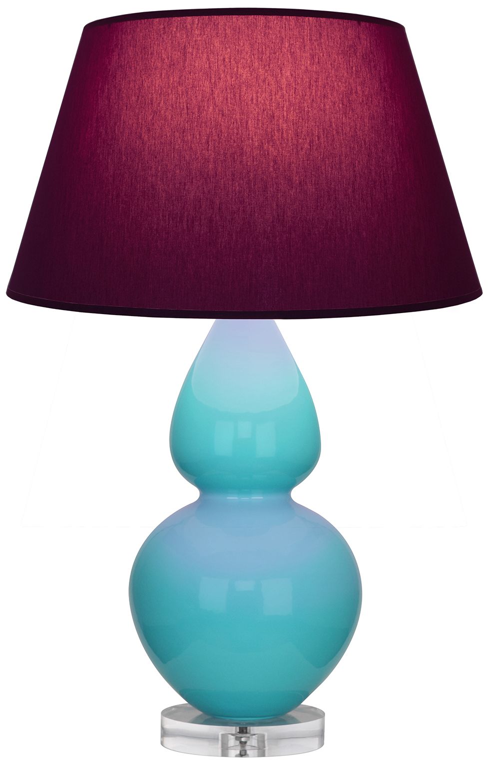 Double Gourd 30"H Egg Blue & Lucite Lamp w/ Plum & Lavender Made to Order