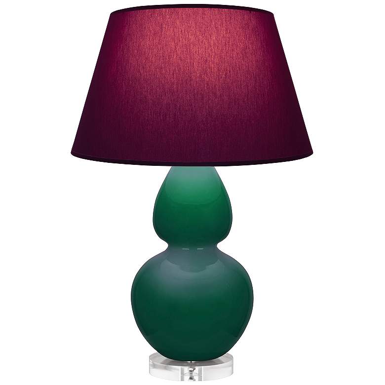 Image 1 Double Gourd 30"H Jungle And Lucite Lamp w/ Plum And Lavender Shade