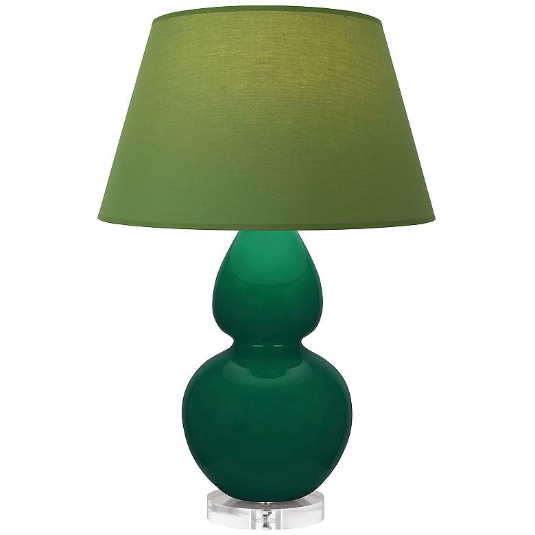 Image 1 Double Gourd 30"H Jungle And Lucite Lamp w/ Tea Green And Taupe Shade