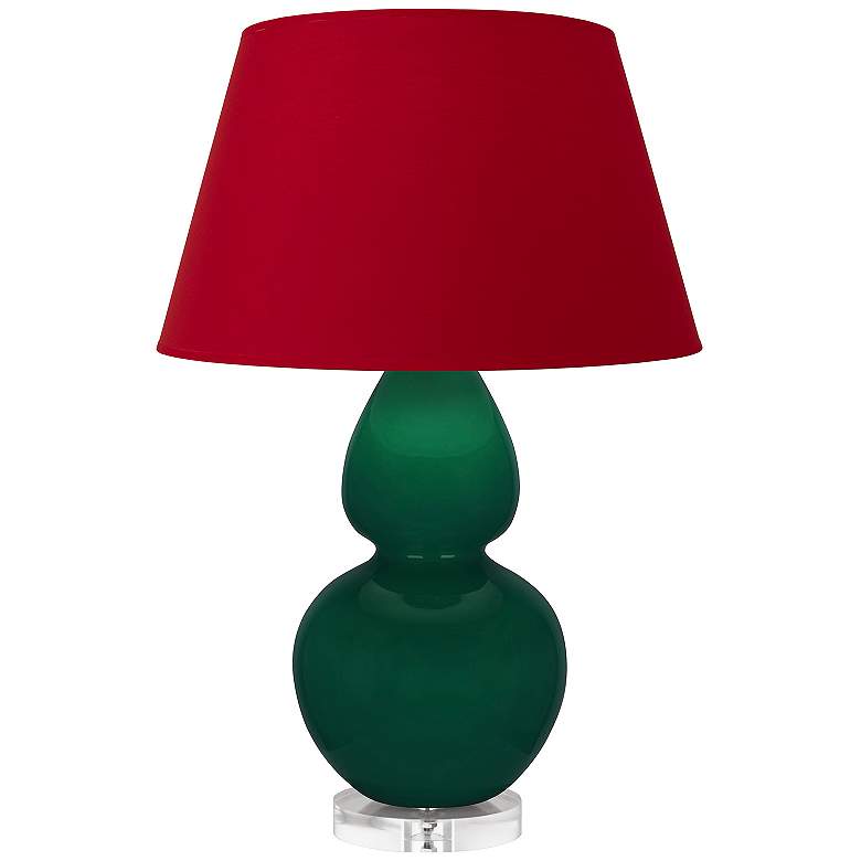 Image 1 Double Gourd 30"H Jungle And Lucite Table Lamp w/ Black And Red Shade