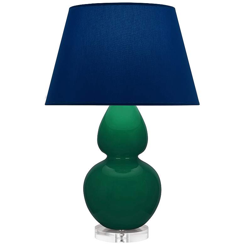 Image 1 Double Gourd 30"H Jungle And Lucite Table Lamp w/ Navy And Gray Shade
