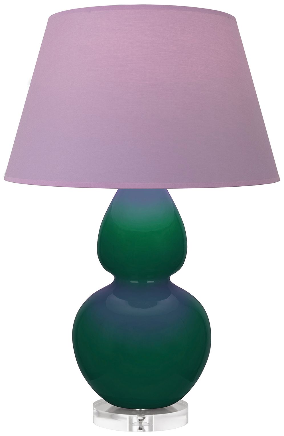 Double Gourd 30"H Jungle & Lucite Lamp w/ Lavender & Plum Made to Order