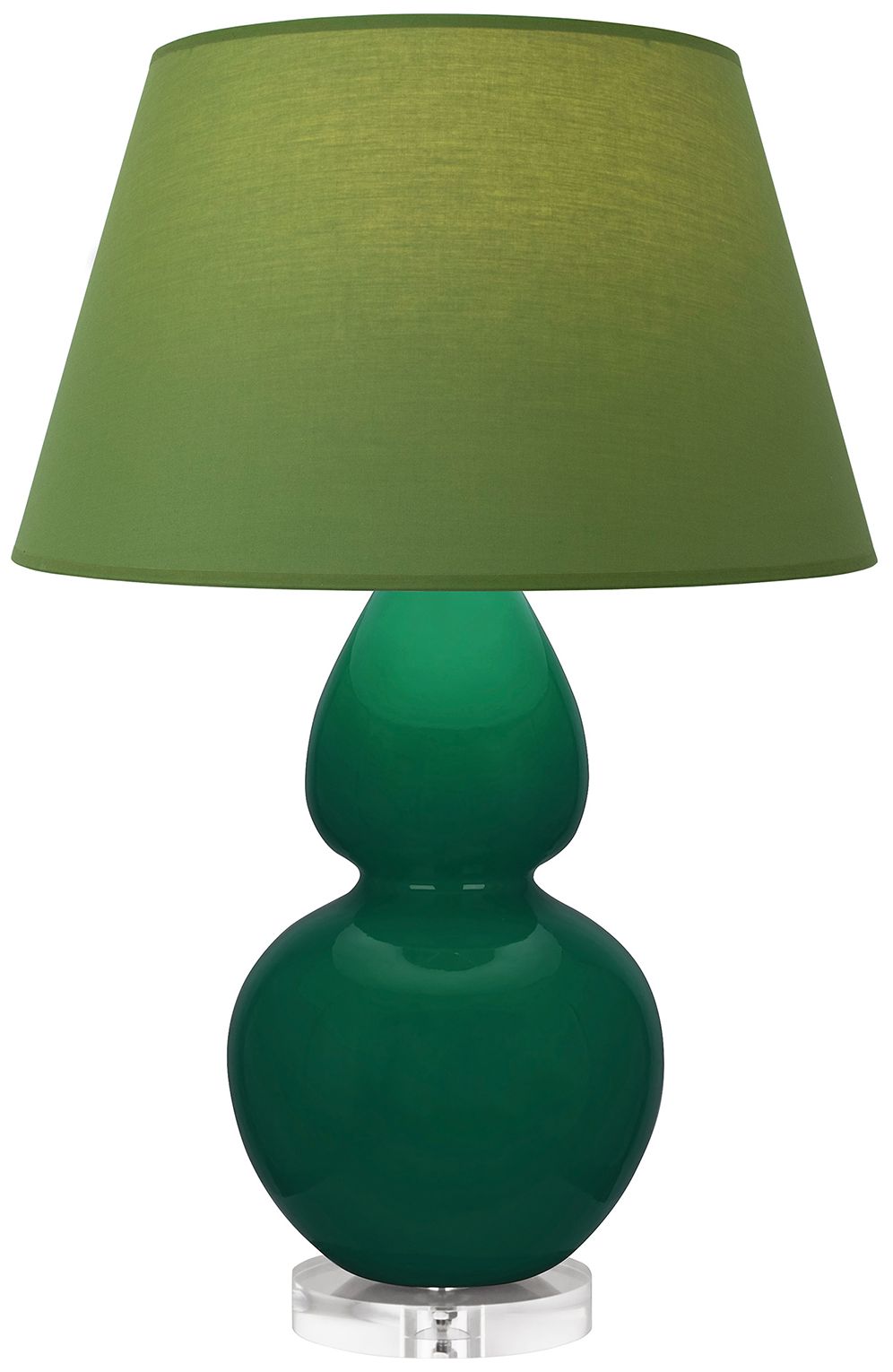 Double Gourd 30"H Jungle & Lucite Lamp w/ Tea Green & Taupe Made to Order