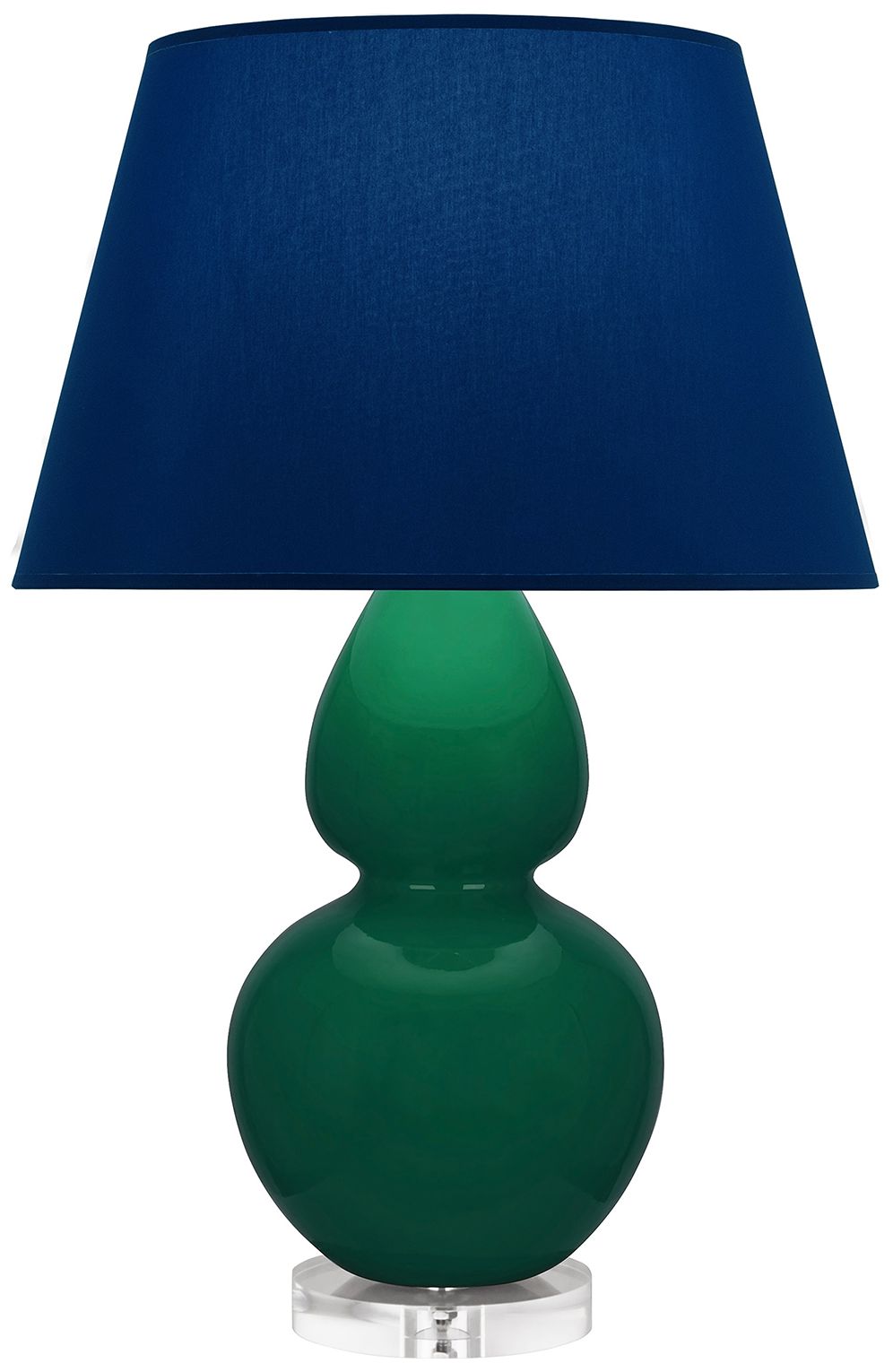 Double Gourd 30"H Jungle & Lucite Table Lamp w/ Navy & Gray Made to Order