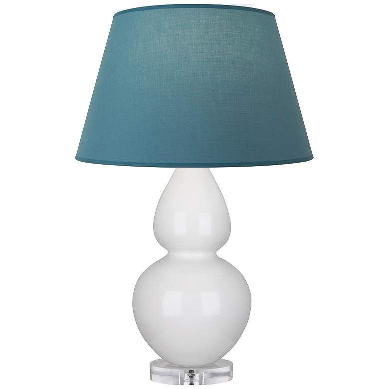 Image 1 Double Gourd 30"H Lily And Lucite Lamp w/ Bright Blue And Gray Shade