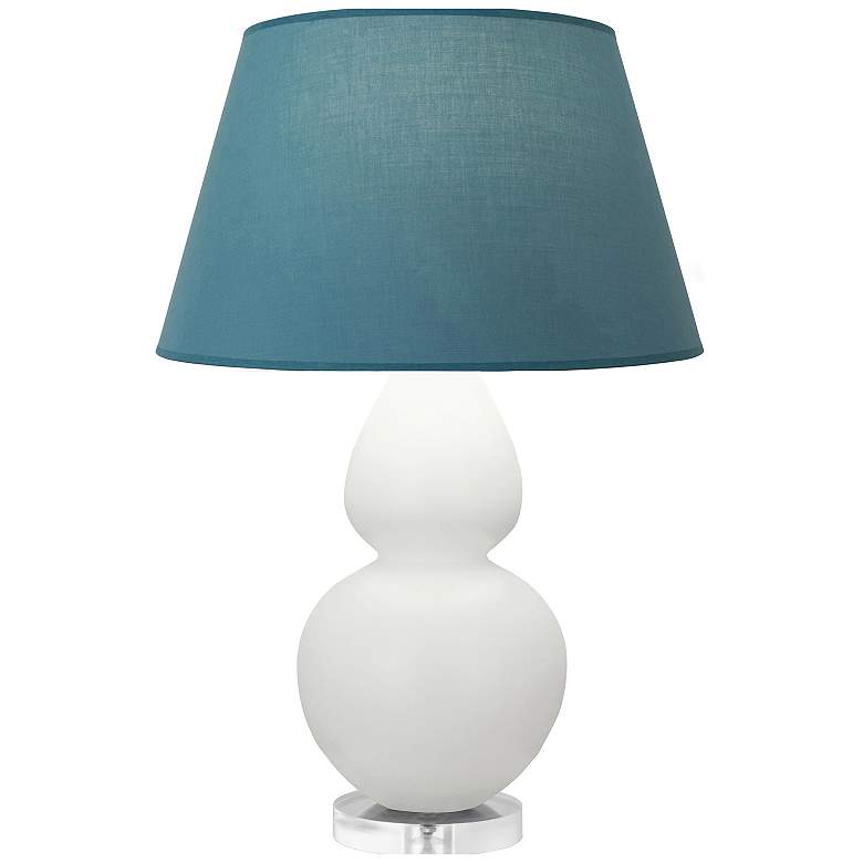 Image 1 Double Gourd 30"H Lily And Lucite Lamp w/ Bright Blue And Gray Shade