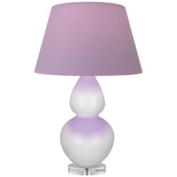 Double Gourd 30"H Lily And Lucite Lamp w/ Lavender And Plum Shade