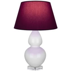 Double Gourd 30"H Lily And Lucite Lamp w/ Plum And Lavender Shade