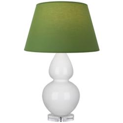 Double Gourd 30"H Lily And Lucite Lamp w/ Tea Green And Taupe Shade