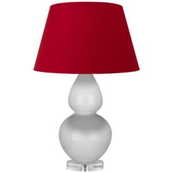 Double Gourd 30"H Lily And Lucite Table Lamp With Black And Red Shade