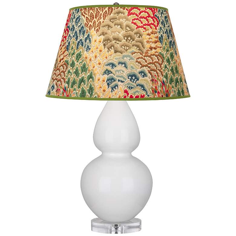 Image 1 Double Gourd 30"H Lily And Lucite Table Lamp With Fall Floral Shade