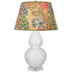 Double Gourd 30"H Lily And Lucite Table Lamp With Fall Floral Shade