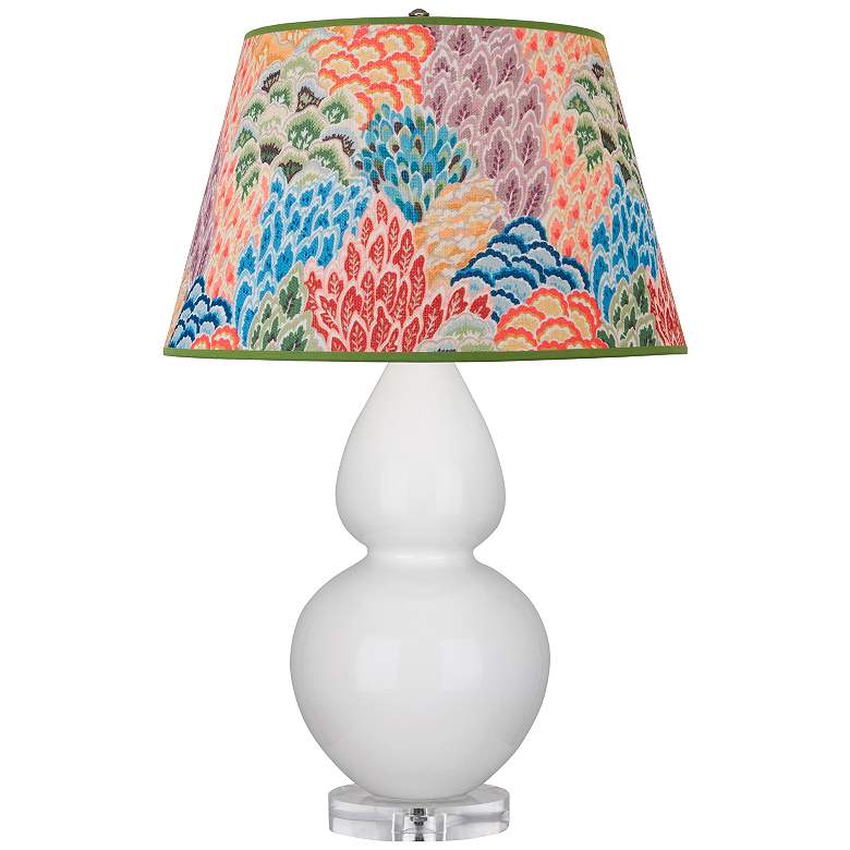 Image 1 Double Gourd 30"H Lily And Lucite Table Lamp With Spring Floral Shade