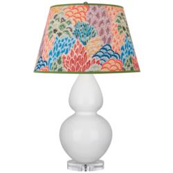 Double Gourd 30"H Lily And Lucite Table Lamp With Spring Floral Shade