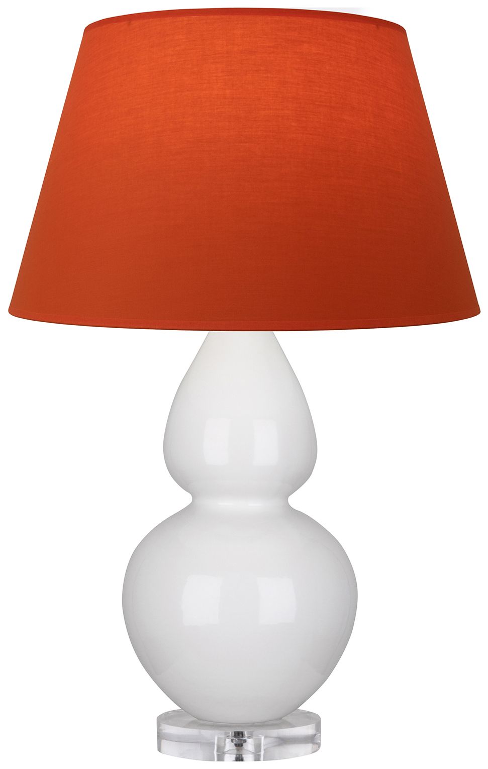 Double Gourd 30"H Lily & Lucite Lamp w/ Tangerine & Taupe Made to Order