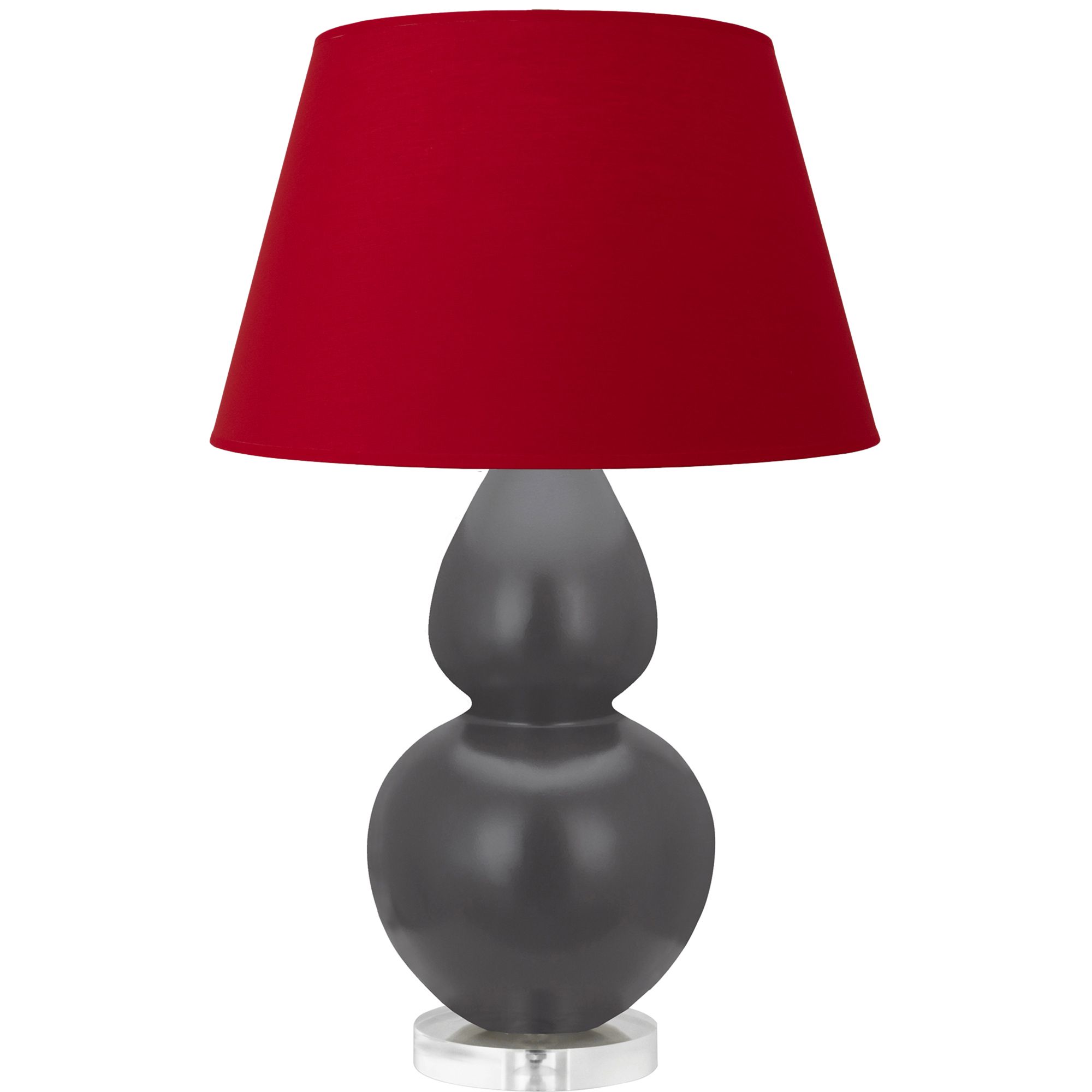 Image 2 Double Gourd 30"H Matte Ash And Lucite Lamp w/ Black And Red Made to Order more views