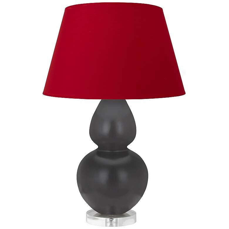 Image 1 Double Gourd 30"H Matte Ash And Lucite Lamp w/ Black And Red Shade