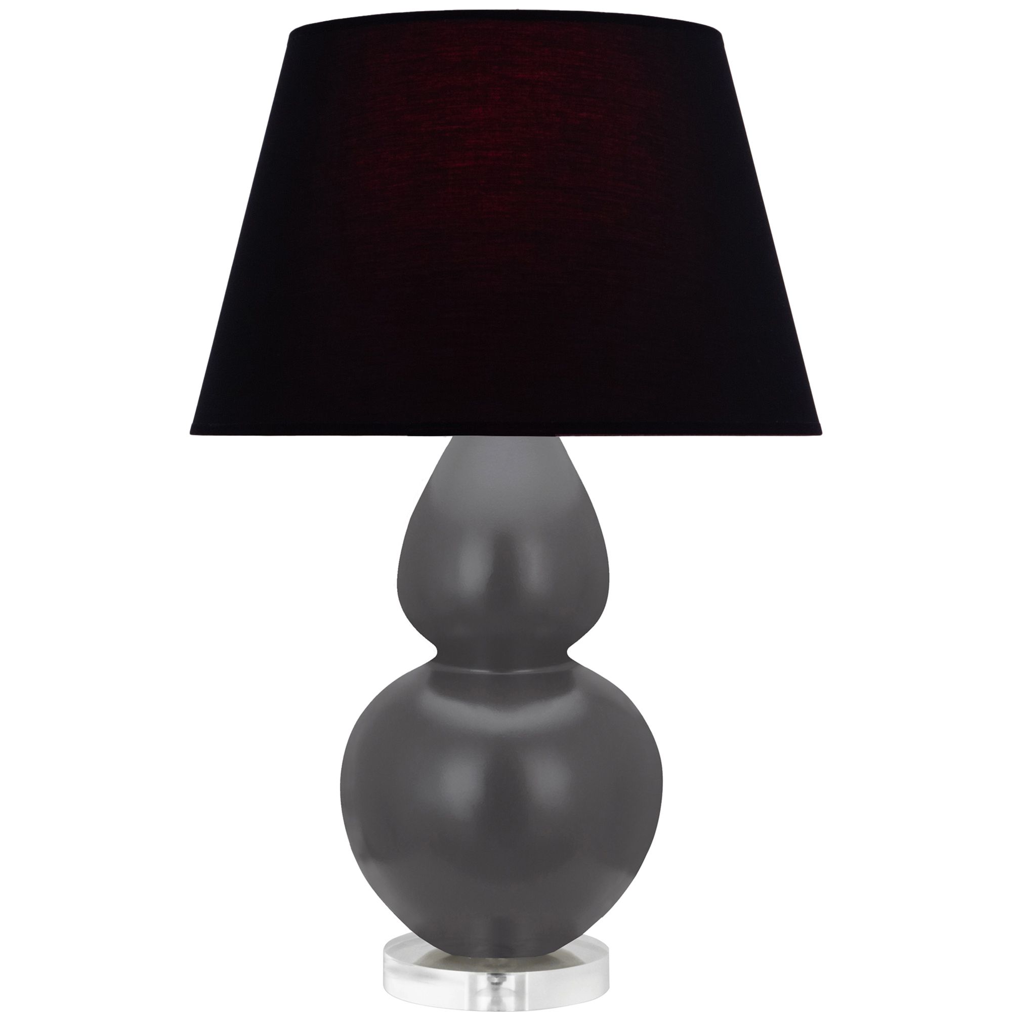 Image 2 Double Gourd 30"H Matte Ash And Lucite Lamp w/ Ink And Rose Shade more views