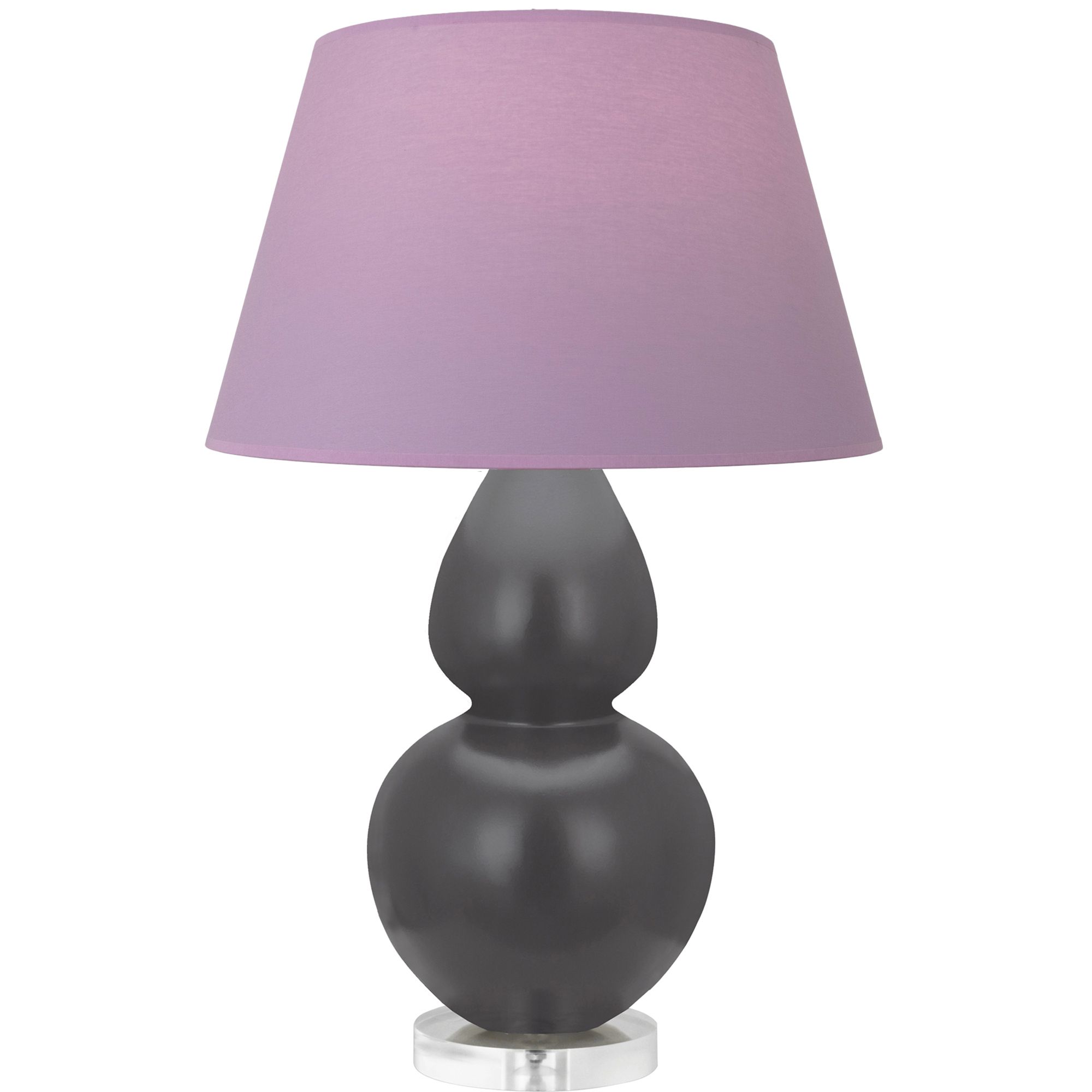 Image 2 Double Gourd 30"H Matte Ash And Lucite Lamp w/ Lavender And Plum Shade more views