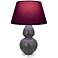 Double Gourd 30"H Matte Ash And Lucite Lamp w/ Plum And Lavender Shade
