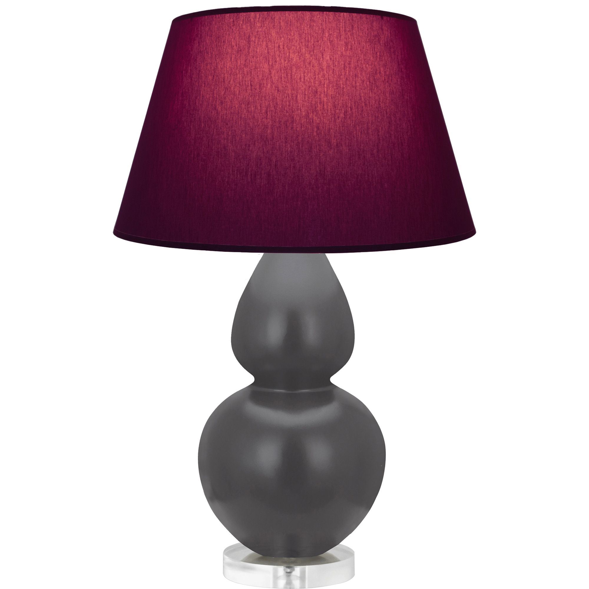 Image 2 Double Gourd 30"H Matte Ash And Lucite Lamp w/ Plum And Lavender Shade more views