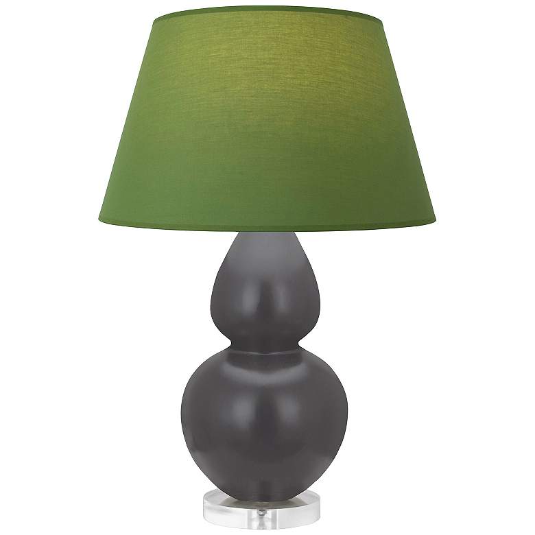 Image 1 Double Gourd 30"H Matte Ash And Lucite Lamp w/ Tea And Taupe Shade