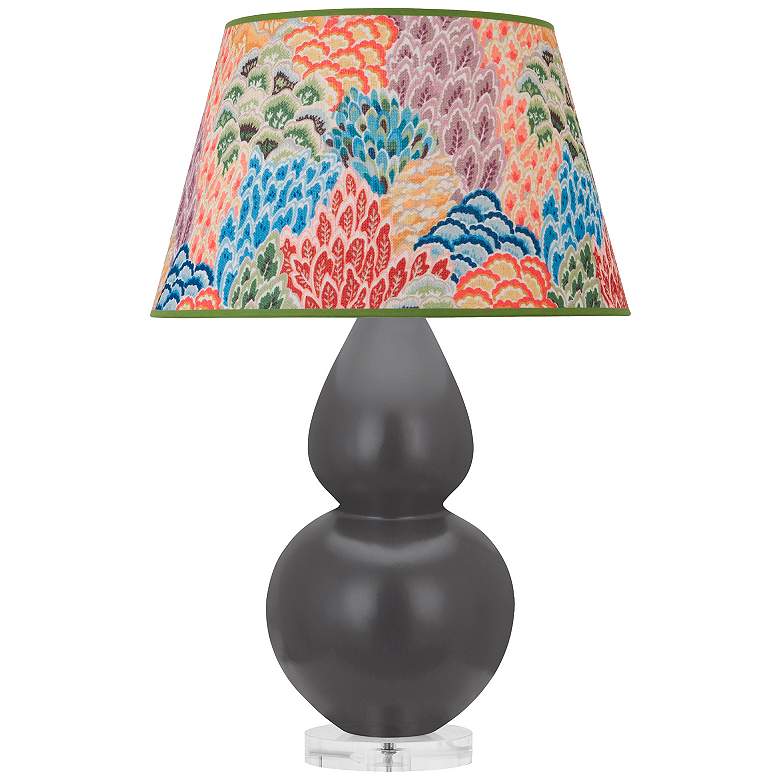 Image 1 Double Gourd 30"H Matte Ash And Lucite Table Lamp w/ Spring Shade