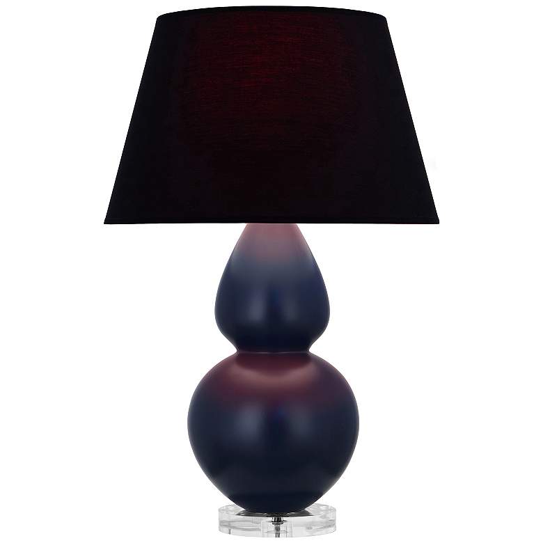 Image 1 Double Gourd 30"H Matte Blue And Lucite Lamp w/ Ink And Rose Shade
