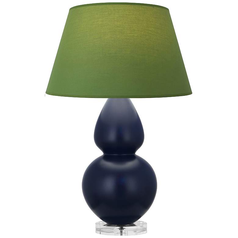 Image 1 Double Gourd 30"H Matte Blue And Lucite Lamp w/ Tea And Taupe Shade