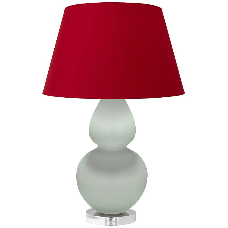Image 1 Double Gourd 30"H Matte Celadon And Lucite Lamp w/ Black And Red Shade