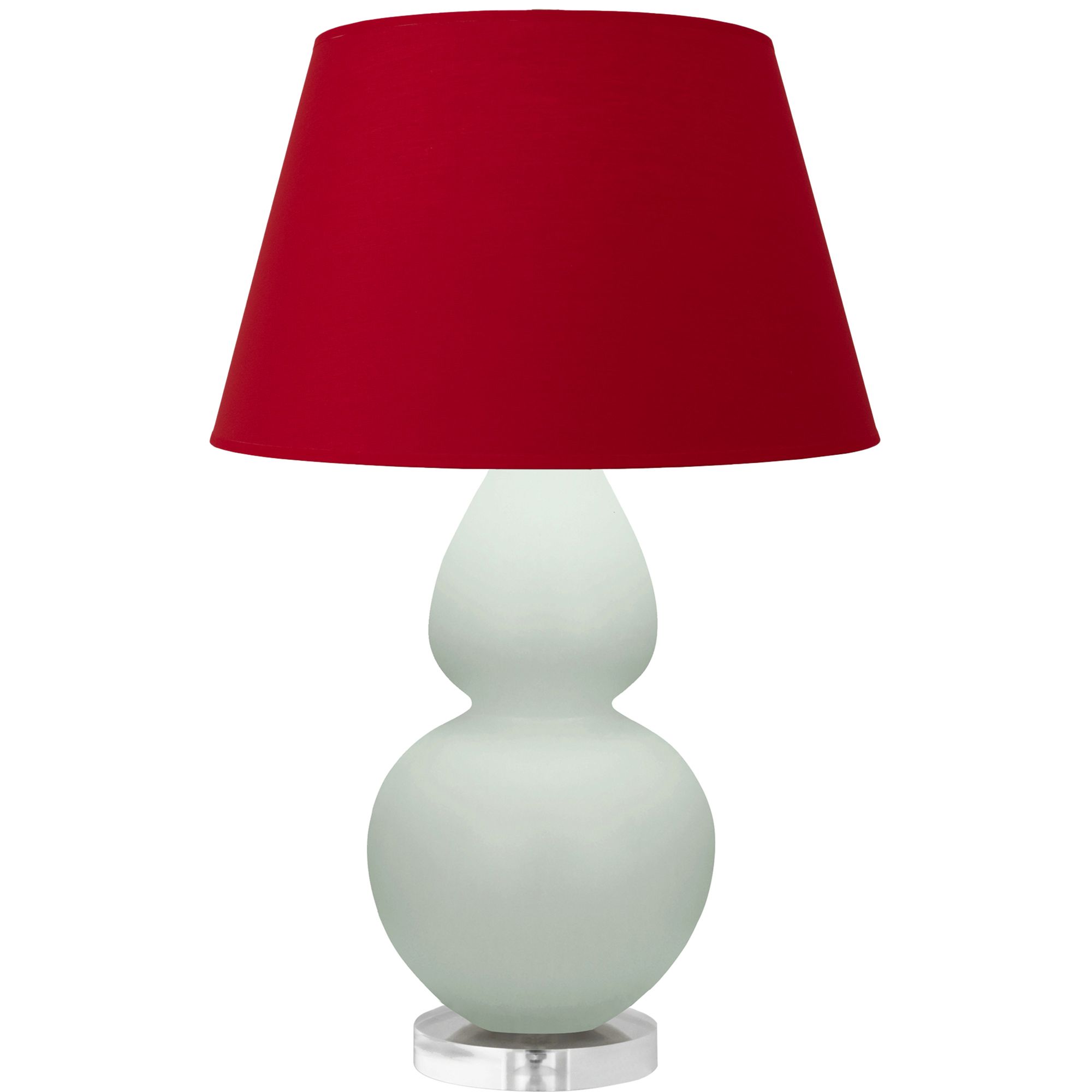 Image 2 Double Gourd 30"H Matte Celadon And Lucite Lamp w/ Black And Red Shade more views