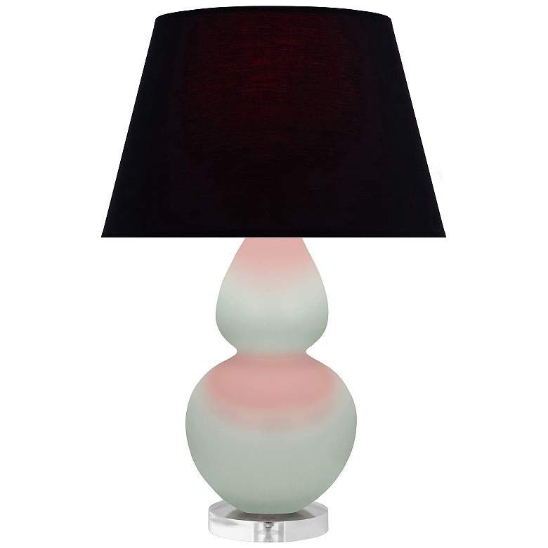 Image 1 Double Gourd 30"H Matte Celadon And Lucite Lamp w/ Ink And Rose Shade