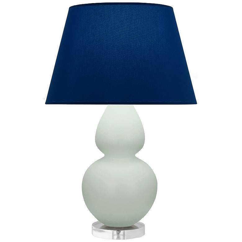 Image 1 Double Gourd 30"H Matte Celadon And Lucite Lamp w/ Navy And Gray Shade