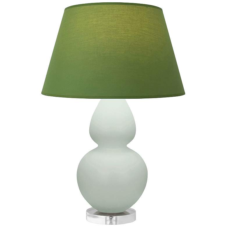 Image 1 Double Gourd 30"H Matte Celadon And Lucite Lamp w/ Tea And Taupe Shade