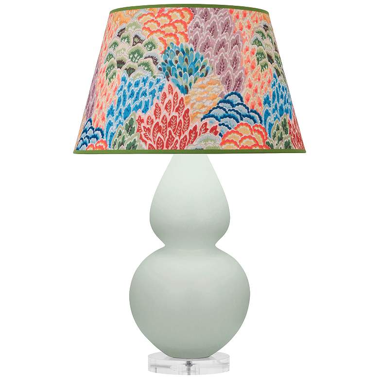 Image 1 Double Gourd 30"H Matte Celadon And Lucite Table Lamp w/ Spring Shade