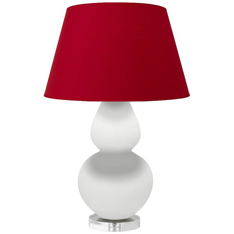 Image 1 Double Gourd 30"H Matte Daisy And Lucite Lamp w/ Black And Red Shade