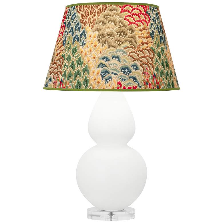 Image 1 Double Gourd 30"H Matte Daisy And Lucite Lamp w/ Fall Floral Shade