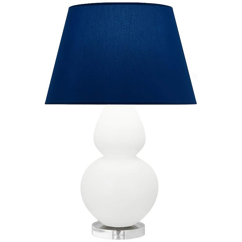 Image 1 Double Gourd 30"H Matte Daisy And Lucite Lamp w/ Navy And Gray Shade