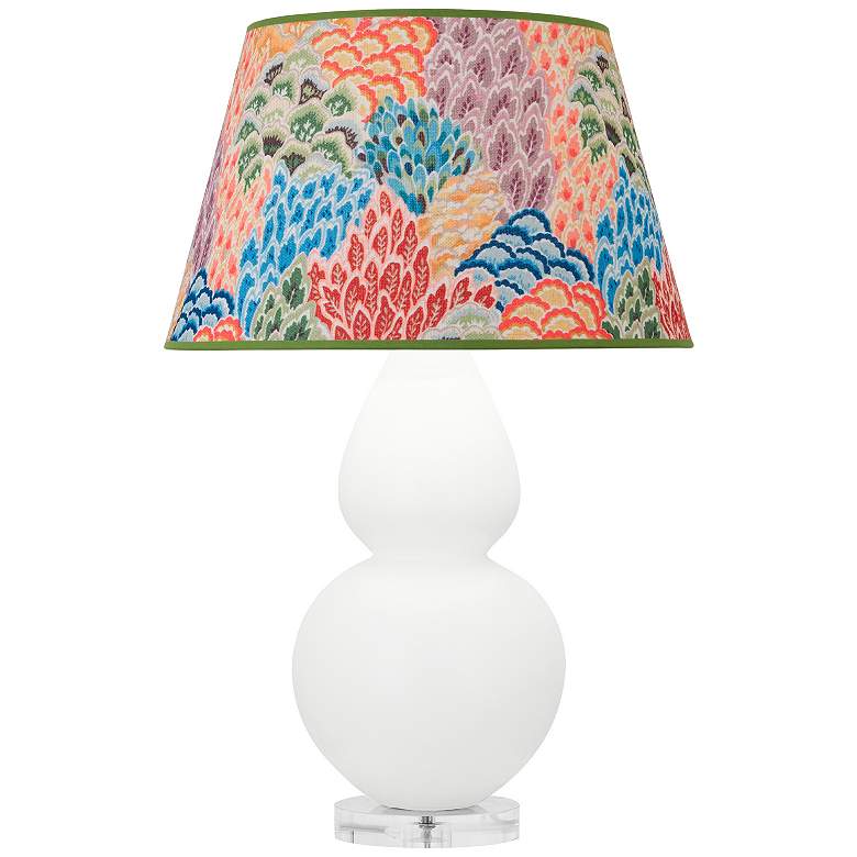 Image 1 Double Gourd 30"H Matte Daisy And Lucite Table Lamp w/ Spring Shade