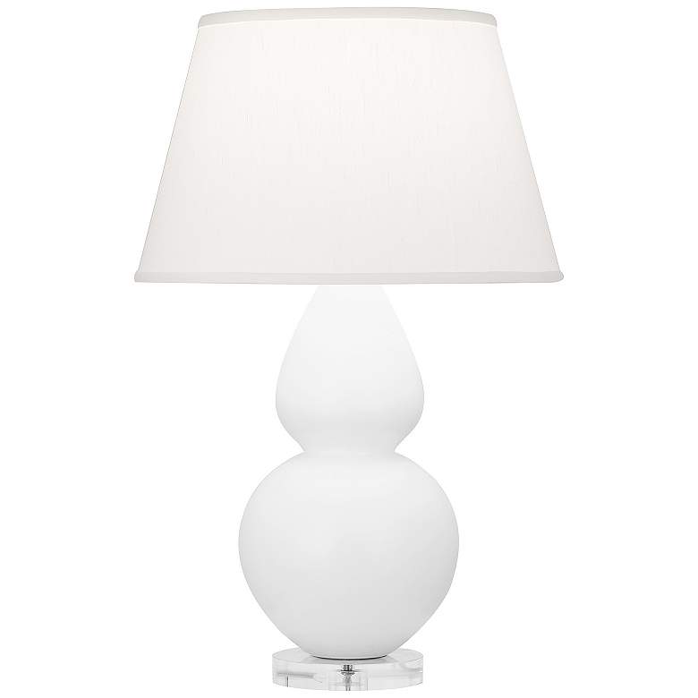 Image 1 Double Gourd 30"H Matte Daisy And Lucite Table Lamp With Pearl Shade