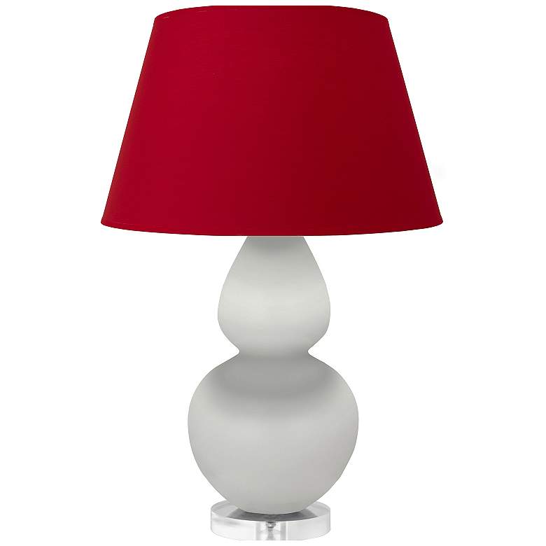 Image 1 Double Gourd 30"H Matte Lily And Lucite Lamp w/ Black And Red Shade