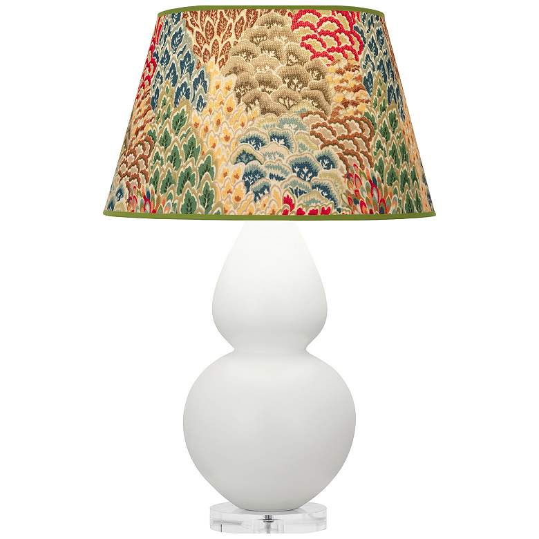 Image 1 Double Gourd 30"H Matte Lily And Lucite Lamp w/ Fall Floral Shade