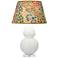 Double Gourd 30"H Matte Lily And Lucite Lamp w/ Fall Floral Shade