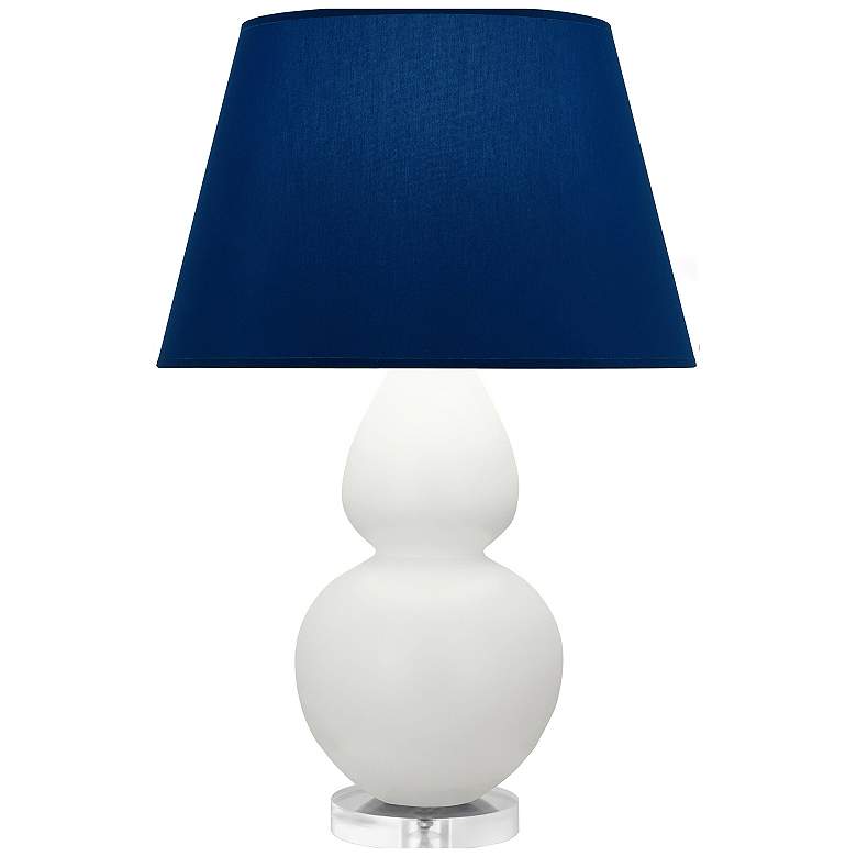 Image 1 Double Gourd 30"H Matte Lily And Lucite Lamp w/ Navy And Gray Shade