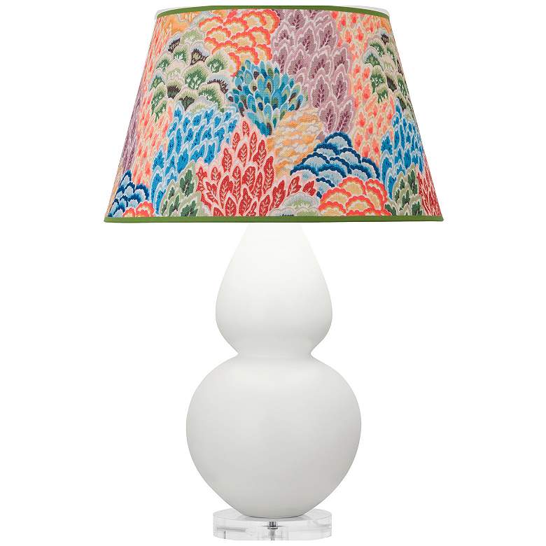 Image 1 Double Gourd 30"H Matte Lily And Lucite Table Lamp w/ Spring Shade
